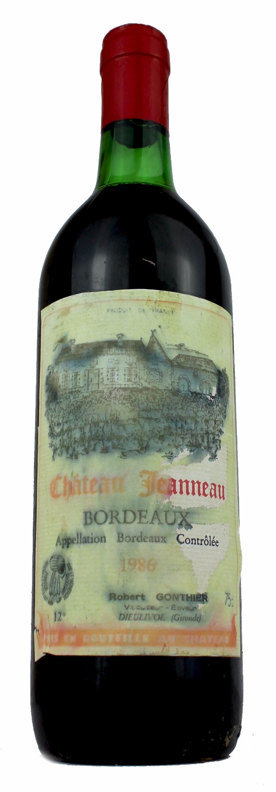a4本 CHATEAU DE FERRAND 1986 赤ワイン Chateau Jeanneau 1986 Bordeaux AOC (Damp, stained label- SPECIAL
